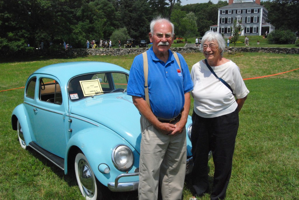 Larry and Nancy Zuelke with their Volkswagen Beetle at last summer's antique car show in Lincoln. (Photo: Alice Waugh)