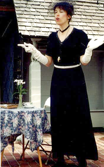 Jess Piaia performs in period attire.